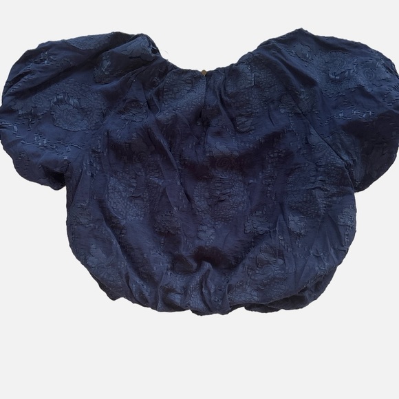 Ophelia Roe Shirt Womens Blue Puffs Texture Balloon Sleeve Burnout - Picture 4 of 6